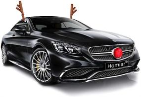 img 1 attached to Christmas Car Accessories: Reindeer Antlers Vehicle 🦌 Costume with Jingle Bells and Nose (Pack of 2)