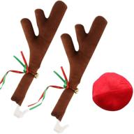 christmas car accessories: reindeer antlers vehicle 🦌 costume with jingle bells and nose (pack of 2) logo