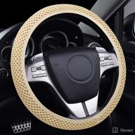 🌸 niceasy 14.5-15" off-white soft mesh-cloth steering wheel cover for women and girls логотип