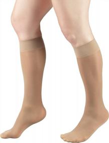 img 1 attached to Truform Sheer Compression Stockings For Women - 8-15MmHg, 20 Denier, Beige, Knee High, X-Large Size