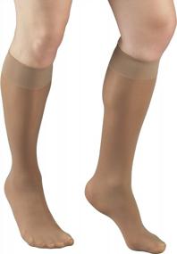 img 4 attached to Truform Sheer Compression Stockings For Women - 8-15MmHg, 20 Denier, Beige, Knee High, X-Large Size