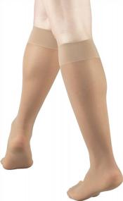 img 2 attached to Truform Sheer Compression Stockings For Women - 8-15MmHg, 20 Denier, Beige, Knee High, X-Large Size