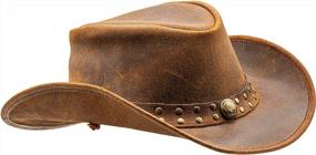 img 4 attached to Durable Leather HADZAM Outback Hat - Shapeable Into Cowboy Hat For Men'S Western Wear