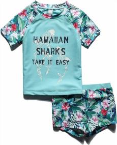 img 4 attached to Stay Protected And Stylish With PHIBEE Girls' Short Sleeve Rash Guard Set - UPF 50+ Sun Protection And Two-Piece Swimwear
