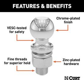 img 1 attached to Curt 40099: Heavy-Duty Chrome European Trailer Hitch Ball - 1,600 kg, 50mm Diameter, 3/4-Inch x 50mm Shank