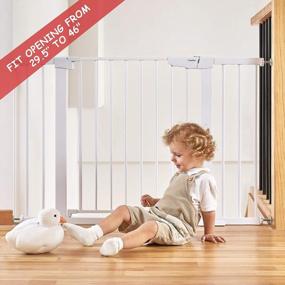img 3 attached to Extra Tall And Wide Cumbor 29.5-46 Auto Close Safety Baby Gate For House, Stairs, Doorways - Mom'S Choice Awards Winner - Easy Walk Thru Durability Dog Gate, White