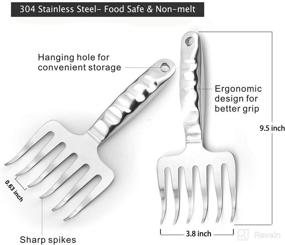 img 3 attached to 🍖 18/8 Stainless Steel Meat Shredding Claws by jawanfu - Grilling Tools for Handling, Lifting, and Shredding Pork, Chicken, Brisket - BBQ Pulled Pork Claws