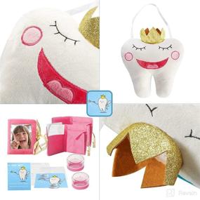 img 1 attached to Tooth Fairy Pillow Kit for Girls | First Tooth Fairy Box with Keepsake Notepad, Pouch, and Gift Bag (Pink-1)