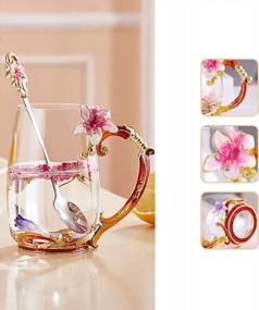img 2 attached to Adorn Your Mornings With A Blossoming Pink Lily Glass Tea Cup - Perfect Birthday Or Mother'S Day Gift For The Women In Your Life