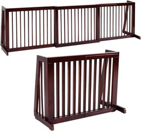 img 4 attached to 🐾 PETSITE Freestanding Pet Gates: Adjustable Wooden Dog Fence Indoor, Step Over Dog Gate Extra Wide for House, Doorways, Stairs - 28"-80