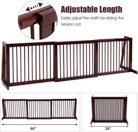 img 3 attached to 🐾 PETSITE Freestanding Pet Gates: Adjustable Wooden Dog Fence Indoor, Step Over Dog Gate Extra Wide for House, Doorways, Stairs - 28"-80