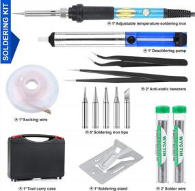 img 3 attached to WYCTIN 60W 110V Soldering Iron Kit With Adjustable Temperature, 5Pcs Tips, Desoldering Pump, 2Pcs Solder & Rosin, Tweezers And Tool Carry Case