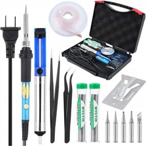 img 4 attached to WYCTIN 60W 110V Soldering Iron Kit With Adjustable Temperature, 5Pcs Tips, Desoldering Pump, 2Pcs Solder & Rosin, Tweezers And Tool Carry Case