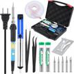 wyctin 60w 110v soldering iron kit with adjustable temperature, 5pcs tips, desoldering pump, 2pcs solder & rosin, tweezers and tool carry case logo