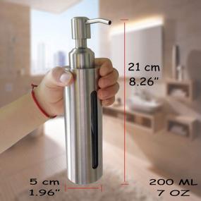 img 2 attached to Brushed Nickel Soap Dispenser (7Oz/200Ml) - Rust-Proof Stainless Steel Bathroom And Kitchen Refillable Hand Soap Dispenser For Dish Soap, Lotion, And Essential Oil By BZOOSIU