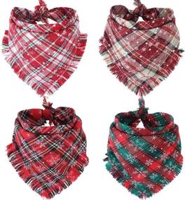 img 4 attached to KZHAREEN Christmas Reversible Triangle Accessories Dogs : Apparel & Accessories