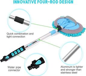img 3 attached to Complete 10-Piece Car Wash Cleaning Kit - Long Handle Brush, Soft Bristle Duster, Scratch Free Mitt, Squeegee, Hose Attachment - Essential Supplies for Auto Care, Washing, and Scrubbing