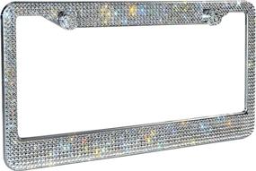 img 2 attached to Handcrafted Rhinestone Premium Stainless Anti Theft Exterior Accessories ~ License Plate Covers & Frames