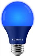 luxrite a19 светодиодная синяя лампочка, эквивалентная 60 вт, без регулировки яркости, внесена в список ul e26, стандартная база, для помещений, для улицы, крыльца, рождественского украшения, вечеринки, праздника, события, домашнего освещения логотип