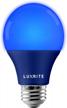 luxrite a19 led blue light bulb, 60w equivalent non-dimmable ul listed e26 standard base indoor outdoor porch christmas decoration party holiday event home lighting logo