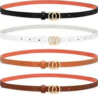 upgrade your outfit with sansths set of 4 skinny leather belts with gold alloy buckles for women logo