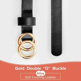 img 1 attached to Upgrade Your Outfit With SANSTHS Set Of 4 Skinny Leather Belts With Gold Alloy Buckles For Women