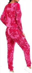 img 1 attached to Velvet Lounge Set For Women - Wrinkle Solid Two Piece Loungewear Pajamas Tracksuit Sets