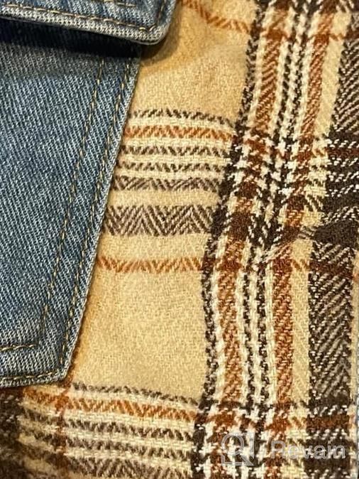 img 1 attached to KANCY KOLE Jean Plaid Denim Jacket Button Down Vintage Trucker Shacket Jacket review by Sander Savala