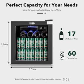 img 3 attached to HBN Mini Beverage Refrigerator - 1.6Cu Ft/ 60 Can Beverage Cooler With Glass Door & Adjustable Shelves For Soda, Beer, Wine - Freestanding Beverage Fridge For Home, Bar, Office
