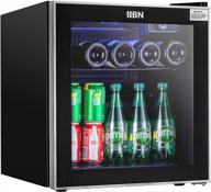 мини-холодильник для напитков hbn - 1,6 кубических фута / 60 банок, охладитель для напитков со стеклянной дверью и регулируемыми полками для газированных напитков, пива, вина - отдельно стоящий холодильник для напитков для дома, бара, офиса логотип