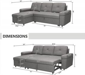 img 3 attached to Multi-Functional HONBAY Reversible Sleeper Sofa With L-Shape Design And Storage Chaise - Light Grey