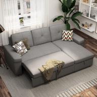 многофункциональный двусторонний диван-кровать honbay с l-образным дизайном и шезлонгом для хранения - светло-серый логотип