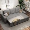 multi-functional honbay reversible sleeper sofa with l-shape design and storage chaise - light grey logo