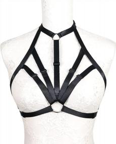 img 3 attached to Готический эластичный бюстгальтер Strappy Cage с полым дизайном для Rave Lingerie и проводки для тела