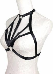 img 2 attached to Готический эластичный бюстгальтер Strappy Cage с полым дизайном для Rave Lingerie и проводки для тела