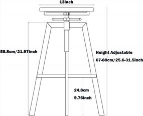 img 3 attached to Промышленные поворотные барные стулья с регулируемой высотой и деревянным сиденьем - набор из 2 штук для кухни или столовой