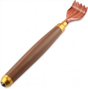 img 1 attached to Rirether Back Scratcher - Itch-Relief Tool With Telescoping Metal Tube - Wide Ergonomically Designed Scratching Claw, Non-Slip Grip, Rolling Bead Massager - Compact And Portable (Brown)