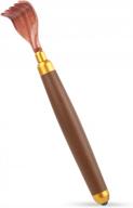 rirether back scratcher - itch-relief tool with telescoping metal tube - wide ergonomically designed scratching claw, non-slip grip, rolling bead massager - compact and portable (brown) logo