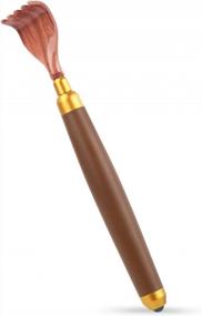 img 4 attached to Rirether Back Scratcher - Itch-Relief Tool With Telescoping Metal Tube - Wide Ergonomically Designed Scratching Claw, Non-Slip Grip, Rolling Bead Massager - Compact And Portable (Brown)
