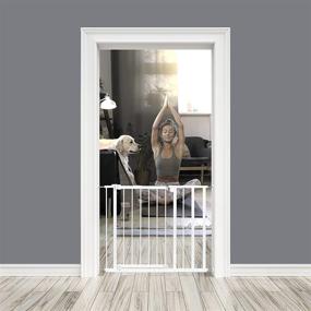 img 1 attached to 🐾 Ozzy & Kazoo Wide Walk-Through Dog Gate: 28.75-39.75” Wide, White Metal Gate for Doorways and Stairways (30” Tall)