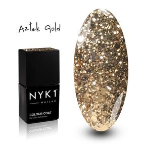 img 3 attached to NYK1 Nailac Aztec Gold Glitter Diamond Gel Polish - Luxurious Sparkling Soak Off Colour For Gel Nail Lamps, Perfect For All Seasons And A Top Bestseller