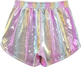 img 3 attached to 🤸 Active Girls' Sparkly Metallic Gymnastics Athletic Shorts