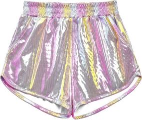 img 4 attached to 🤸 Active Girls' Sparkly Metallic Gymnastics Athletic Shorts