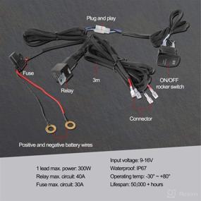 img 3 attached to 🚗 Auto Power Plus Light Bar Wiring Harness with 5 Pin Rocker Switch - 300W, 12V, 30A Fuse, 40A Relay - Universal Nylon 2 Lead Wiring Harness Kit for Work Light, Off Road Driving, Fog Lights - Ideal for Boat Trucks, ATV, UTV