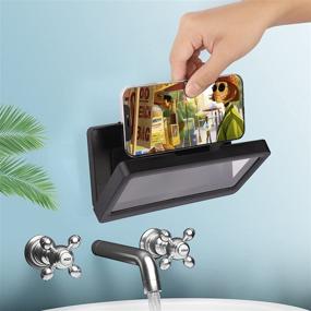 img 1 attached to 🚿 Waterproof Shower Phone Holder Wall Mount Case for Bathroom, Anti-Fog Touch Screen, Compatible with 4-7 Inch Cell Phones (Black)