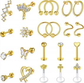img 3 attached to Surgical Steel Cubic Zirconia Cartilage Earring Hoop Set For Tragus, Helix, Medusa Monroe Septum And Lip Piercings
