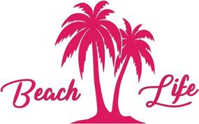 img 1 attached to Beach Life Palm Trees Island Vinyl Decal Sticker 5-Inches, Hot Pink - Premium UV Resistant 🌴 Design for Car Window, Bumper, and More - Beach'n Ocean Water Surf Sun Tan Marine Life - JMM00291HTPNK5