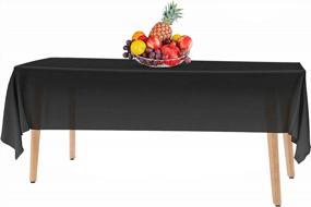 img 4 attached to 14 Pack Premium Black Plastic Tablecloth - 54" X 108", Disposable Rectangle Cover For Parties, Weddings