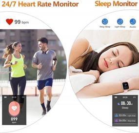 img 1 attached to Женские смарт-часы MuGo, фитнес-трекер 1,69 дюйма с монитором сердечного ритма и сна, часы с шагомером с сенсорным экраном, водонепроницаемый трекер активности IP67 для IOS и Android - розовый