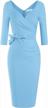muxxn women's vintage faux wrap v neck 3/4 sleeve dress with belt for formal parties & work logo